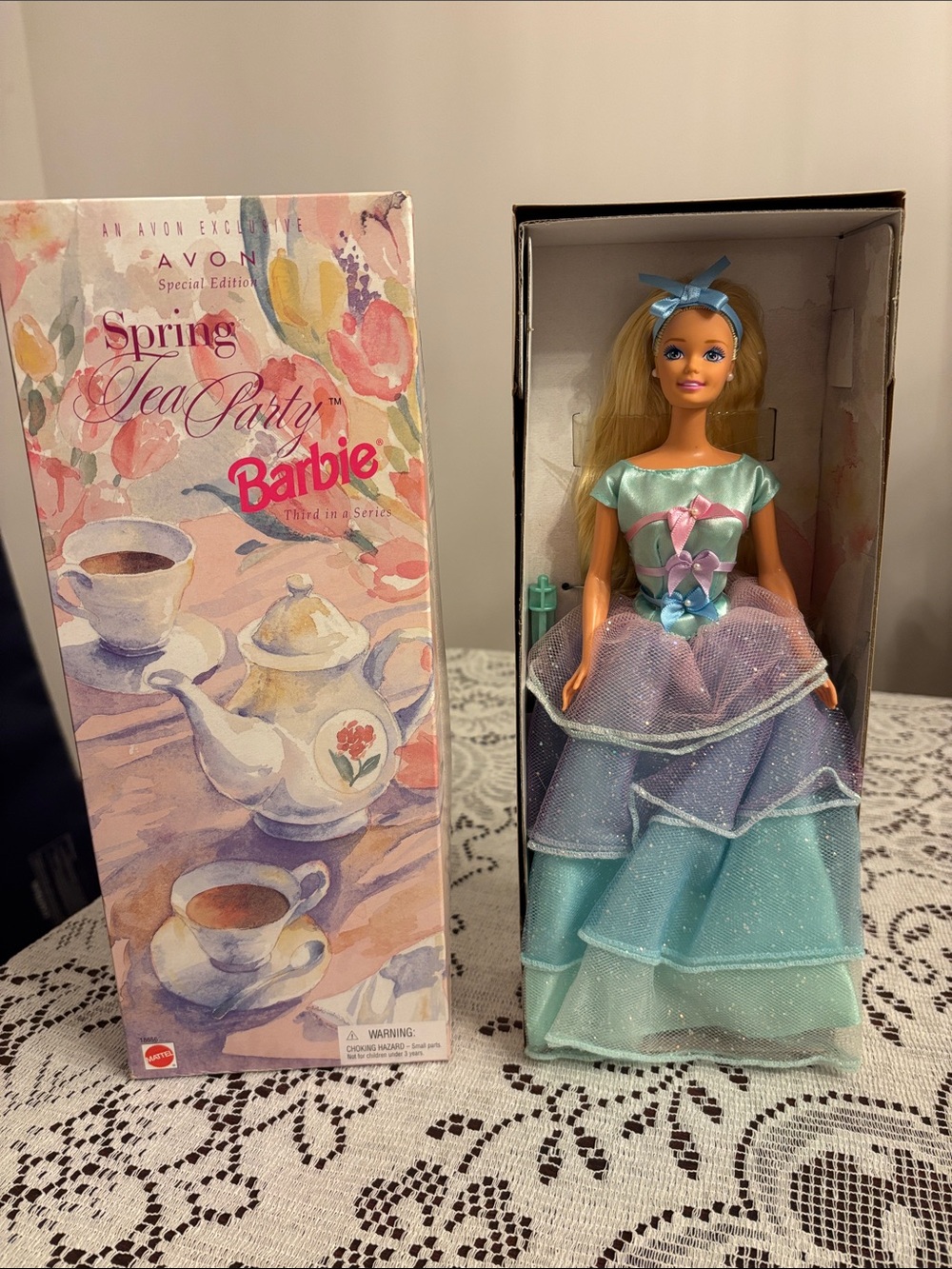 Avon Barbie Spring Tea Party Doll - Teal, Lavender, Pink